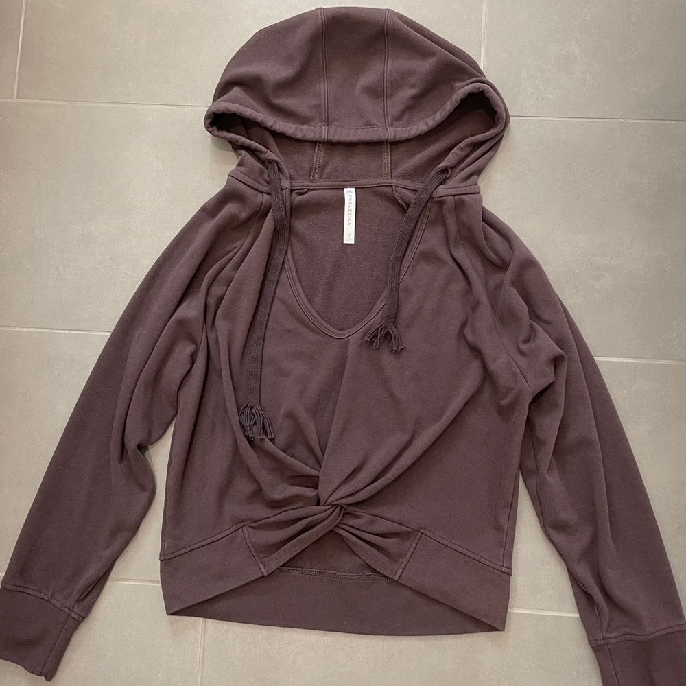 Fabletics Sydney Solid Brown Twist Front Cropped … - image 7